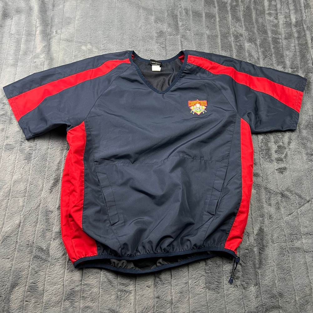 Cooperstown Dreams Park Mens Navy Red Short Sleeve Baseball Windshirt Medium